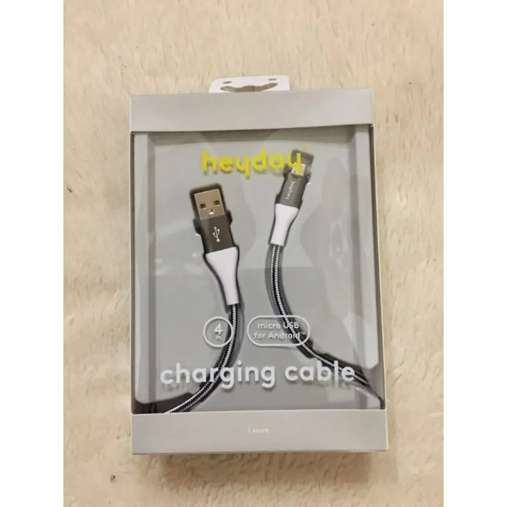 heyday™ 4' Micro USB to USB-A Braided Cable - B/W/Gunmetal